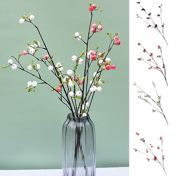 Artificial Berries Long Stems Artificial Flower Fake Small Apples Branch for Wedding Home Office Party Hotel Restaurant Table Patio or Yard Decoration
