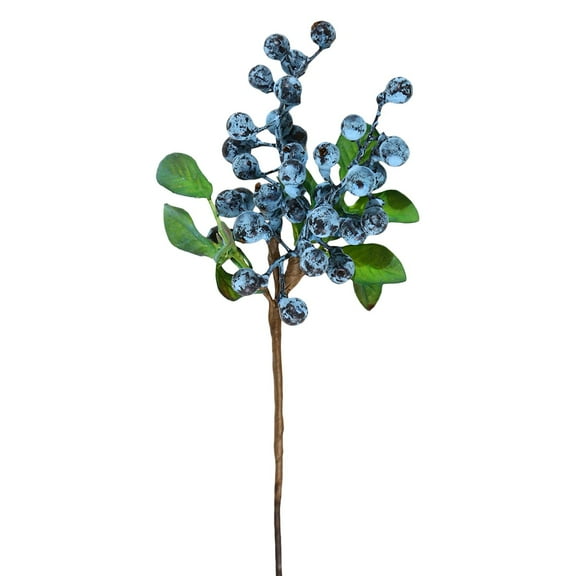 Artificial Berries Stems Blueberry Picks With Green Leaves Lifelike Artificial Flowers Arrangement For DIY Wedding Bridal Bouquet Home Christmas