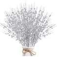 thumbnail image 1 of Artificial Berries Stems Ornaments,17 Inch Sparkling Christmas Tree Picks, Glittery Berry Stems,Plant Picks and Branches for Xmas Wreath Ornaments Holiday Home DIY Decor,Silver,10 Pack, 1 of 8