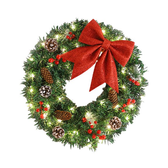 Artificial Berries Wreath Light up Christmas Wreath Winter Holiday Wreath for Front Door Christmas Party Centerpieces