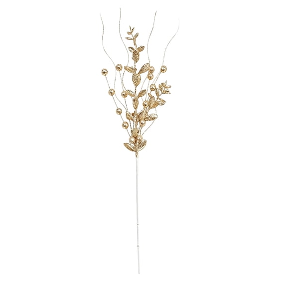 Artificial Berry Branch Bundle 16.9 in 12 Prong Gold Christmas Floral Filler Decor