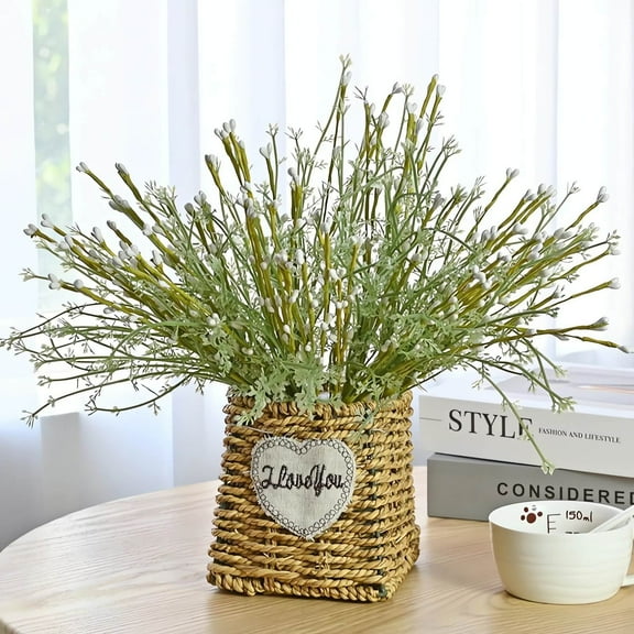 Artificial Berry Branch Floral Arrangement | Green Plastic Easter Spring Decor | DIY Home Flower Arranging | Living Room Table Centerpiece | 12.6 Inch Faux Greenery for Vase