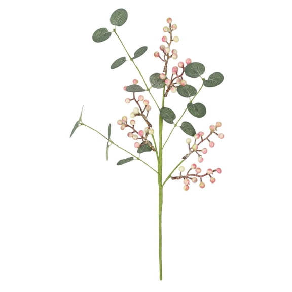 Artificial Berry Branch Stem with Green Leaves 17.71 Inch, Berry Greenery Stem for Floral Arrangements, Berry Stems for Vase Fillers Home Decor Wedding Party DIY