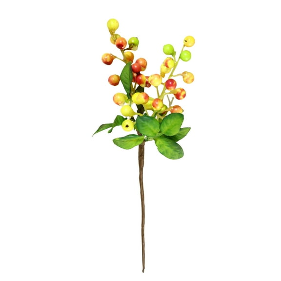 Artificial Berry Branches, Realistic Simulation Blueberry Fruit with Yellow Fake Flowers for Christmas Tree and Home Decor