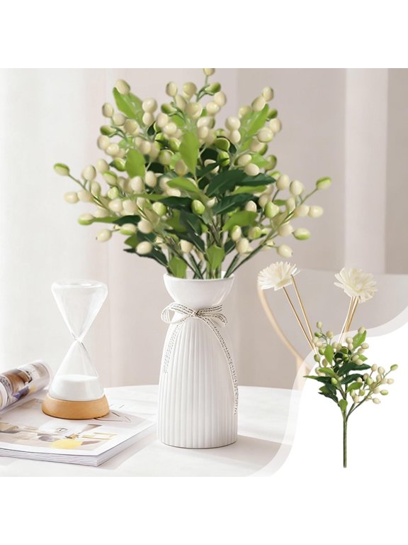Artificial Berry Branches, Usupdd Realistic Plastic Berry Picks 15.35in, Festive Home Decoration for Christmas Holiday Wreath Vase Centerpiece, White