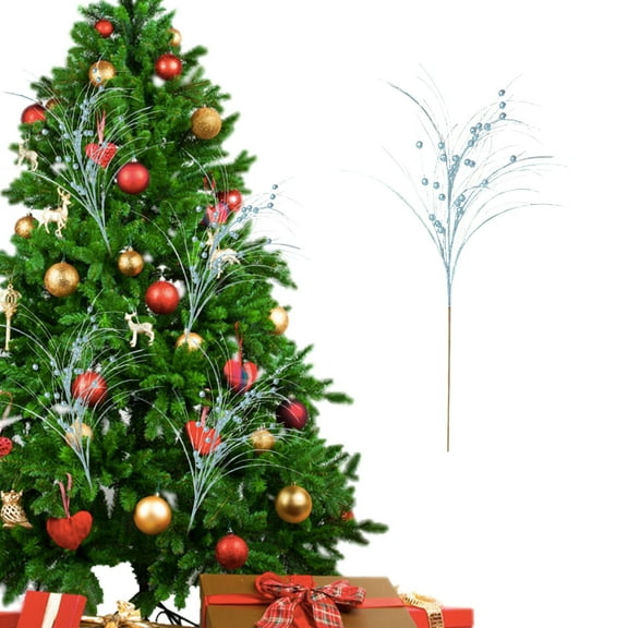 Artificial Berry Stem Decorations,Bead Sticks Picks Plastic Plants for Home Party Christmas Berries Stems Tree Ornaments Wreath Crafts DIY Gift Wedding Bouquet Xmas Decor (Blue)