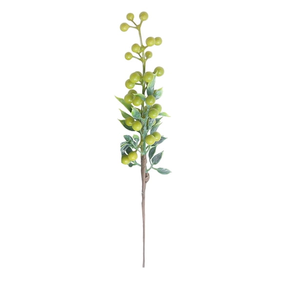 Artificial Berry Stem, Faux Berry Pick, Berry Spray with Green Leaves, Fall Thanksgiving Christmas Floral Pick, Decorative Berry Branch for Vase Arrangement, Seasonal Tabletop Home Decor,Green-1Pcs