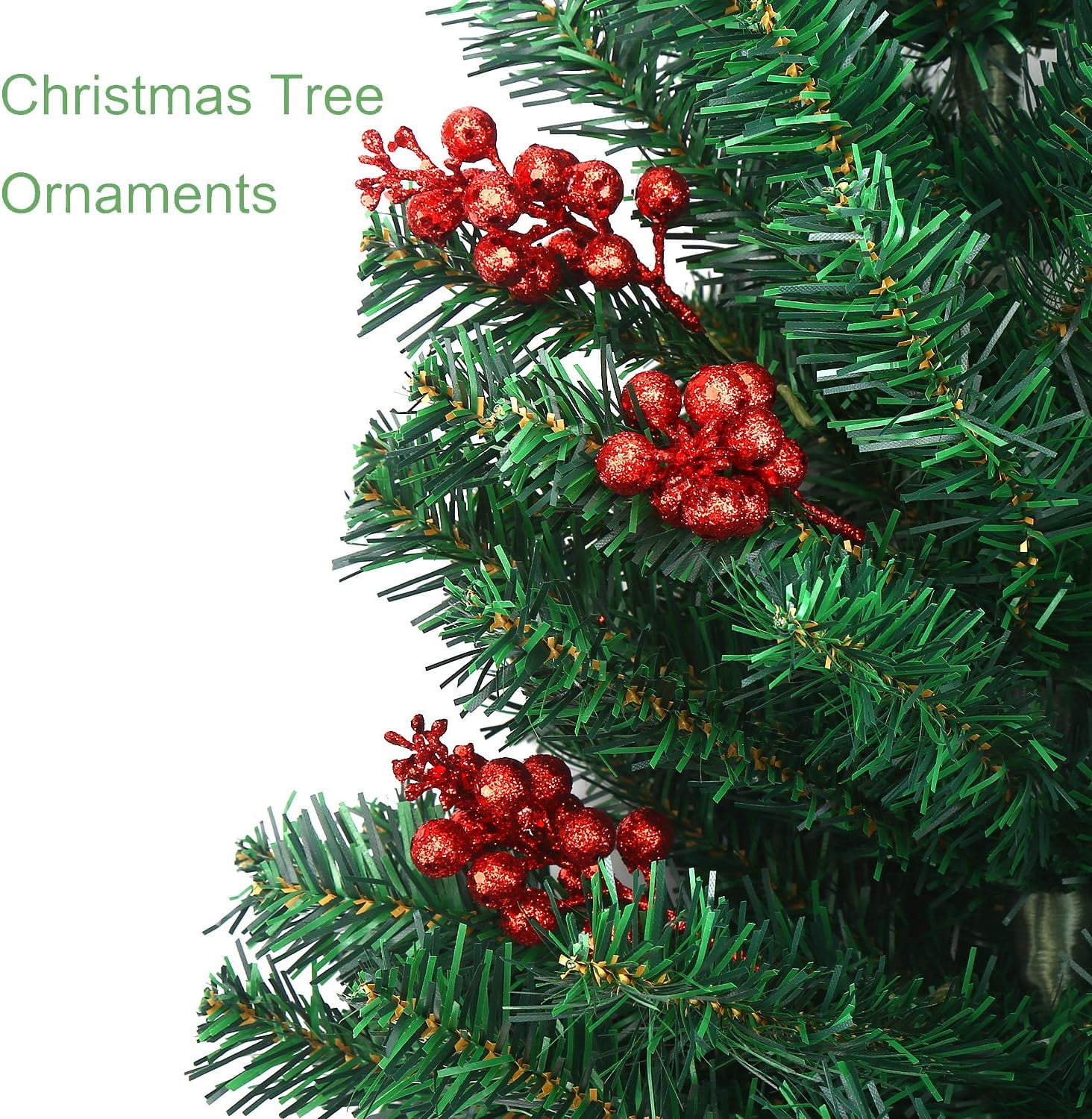 Artificial Berry Stems,20PCS Glitter Christmas Tree Picks for Christmas