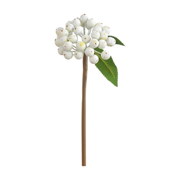 Artificial Berry Stems 9.06 Inch, Faux Foam Berry Branches for Vase Wreath Holiday Table Photography Props, White