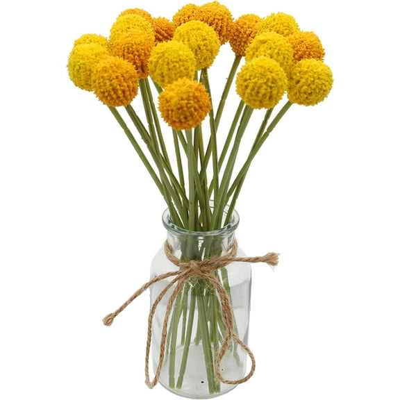 Artificial Billy Ball Flowers, Craspedia Globosa Benth, Australian drumstick Chrysanthemum, Eternal Life Flower for Home, Wedding, Fall Autumn Decorations (Yellow and Orange, 8)