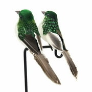 Artificial Bird Feathered Sparrow Forest-themed Decor Realistic 2pcs Compact