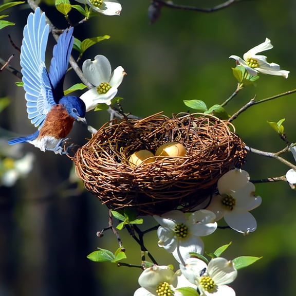 Artificial Bird Nest for Crafts, Blue2 Easter Bird Nest Decoration, Artificial Bird Nest for Crafts, Easter Wedding Patio Garden Planter Diy Terrarium Decoration, Natural Look Home Decor (8C