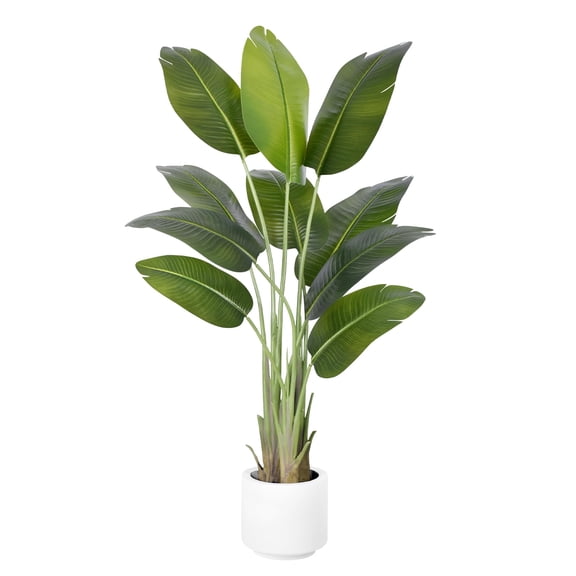 Artificial Bird Of Paradise Plant 5ft Tall Tropical Palm Tree With 10 Silk Banana Leaves