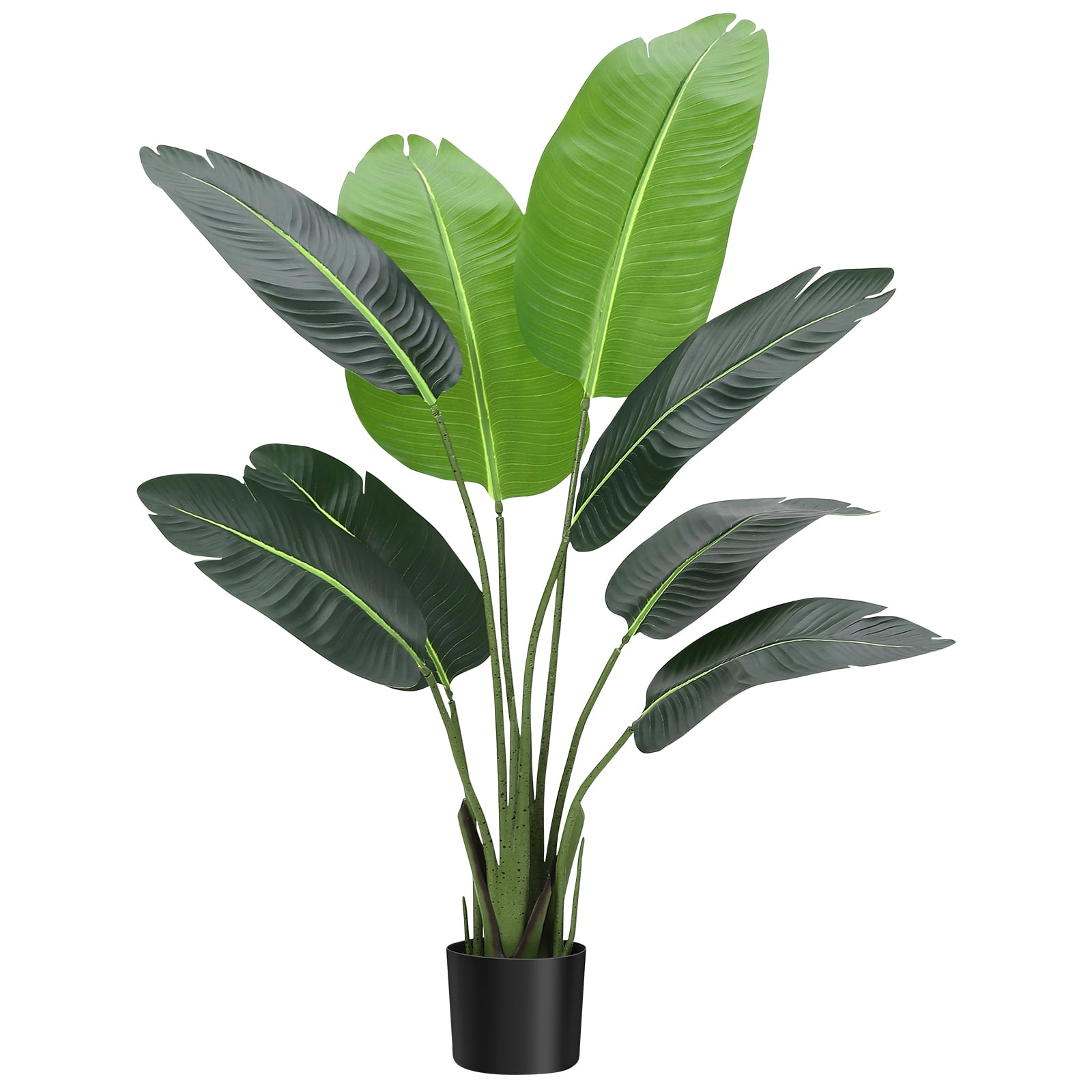 Artificial Bird of Paradise Plant 4/5FT Fake Palm Tree for Indoor Outdoor Modern Decor Faux Plants for Home Office Perfect Housewarming Gift with 10 Trunks Faux Leaves 1 Pack