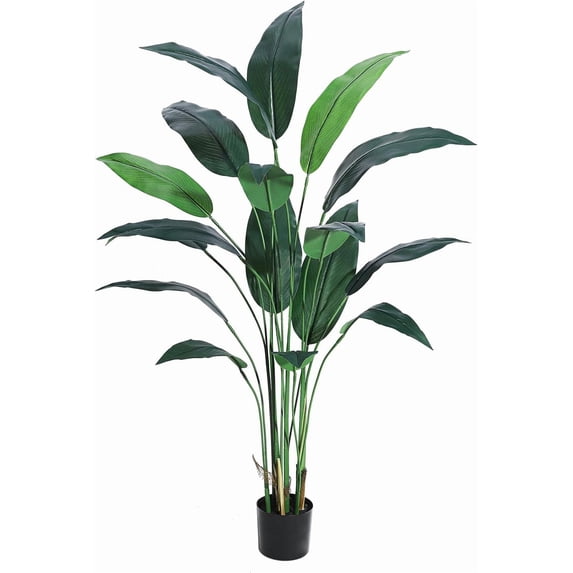 Artificial Bird of Paradise Plant 6FT(72in) Fake Palm Tree for Indoor Outdoor Modern Decor Faux Plants for Home Office Perfect Housewarming Gift with 17 Trunks Faux Leaves 1 Pack