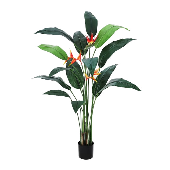 Artificial Bird of Paradise Plant 7FT(84in) Fake Palm Tree for Indoor Outdoor Modern Decor Faux Plants for Home Office Perfect Housewarming Gift with 14 Trunks Faux Leaves and 3 Faux Flowers