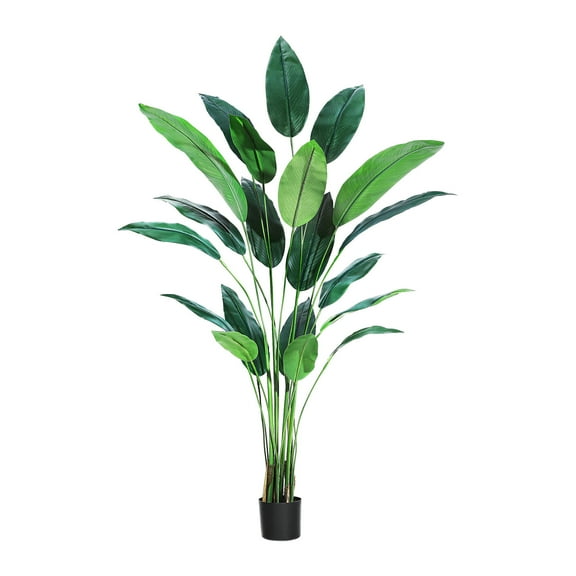 Artificial Bird of Paradise Plant 7FT(84in) Fake Palm Tree for Indoor Outdoor Modern Decor Faux Plants for Home Office Perfect Housewarming Gift with 20 Trunks Faux Leaves