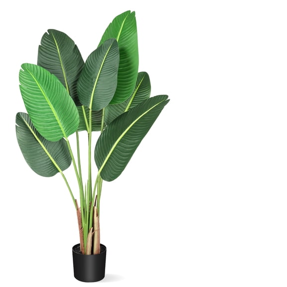 Artificial Bird of Paradise Plant, Lifelike Silk Artificial Floor Plant Faux Banana Leaf Tree with Trunks Fake Tree Indoor Outdoor for Bedroom Living Room Home Office Decor