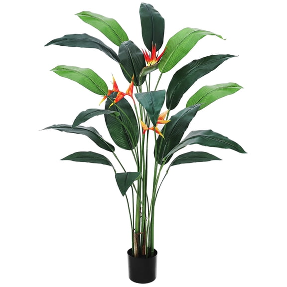 Artificial Bird of Paradise Tree 7 ft(84 in) Fake Palm Tree for Indoor Outdoor Modern Decor Faux Plants for Home Office Perfect Housewarming Gift with 17 Trunks Faux Leaves and 3 Flowers 1 Pack