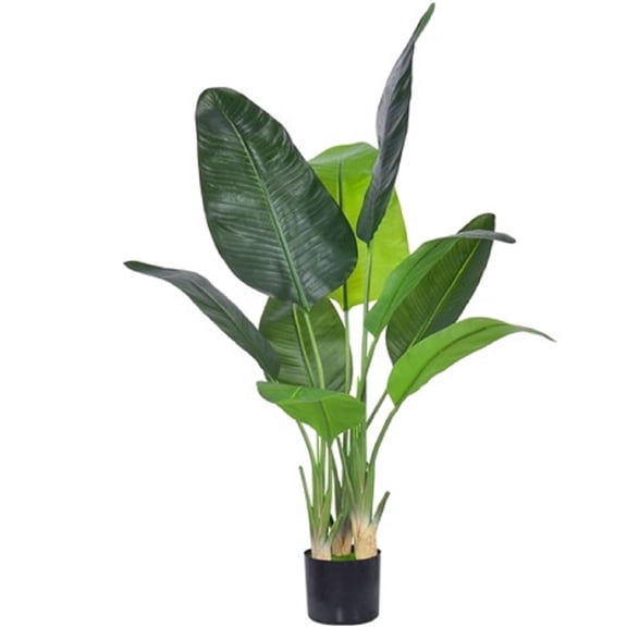 Artificial Bird of Paradise Plant 4 Feet Fake Tropical Tree in Black Pot 9 Detachable Leaves Faux Floor Plant for Home Office Decor