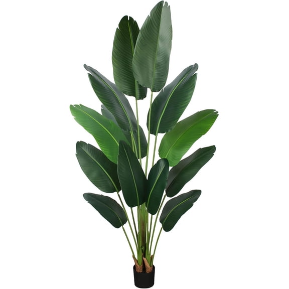 Artificial Bird of Plant 6 Ft Tall Fake Banana Leaf Plant for Indoors and Outdoors,Faux Palm Tree with Plastic Pot for Office and Home Decor,L180