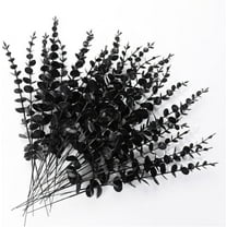 Artificial Black Eucalyptus Stems, Black Flowers Artificial for Halloween, Black Artificial Flowers for Gothic Parties, Halloween Artificial Flower Bouquet for DIY Table Centerpiece Flower