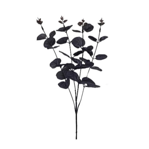 Artificial Black Foliage Stems 34cm Fake Dark Leaves Branches For Halloween Fall Gothic Home Decor