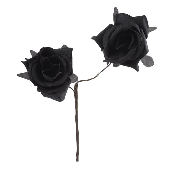 Artificial Black Rose Halloween Pick, Dark Style Floral Decoration For Home Party Halloween Decor 1 Pack
