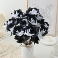 thumbnail image 1 of Artificial Black Roses, 3 Piece Gothic Silk Flower Set, Halloween Floral Decoration, Faux Rose Stems for Wedding and Party Tabletop, 1 of 6