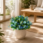 Artificial Blue Daisy Flowers With Ground Stake, Lifelike Outdoor Artificial Flowers, Faux Green Plants For Garden Yard Patio Cemetery Decoration, No Maintenance UV Resistant Faux Flowers