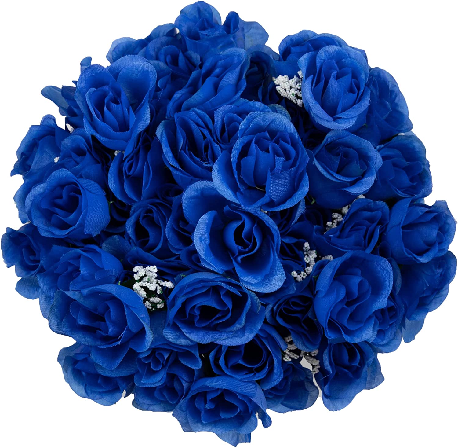 Artificial Blue Flower Bouquet, 84pcs Roses with Baby’s Breath Gypsophila for DIY Bouquets