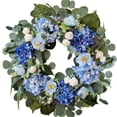 thumbnail image 1 of Artificial Blue Hydrangea and White Rose Easter Wreath 17.7 Inch, Spring Door Wall Hanging Decoration for Home Porch Window Holiday Decor, 1 of 2