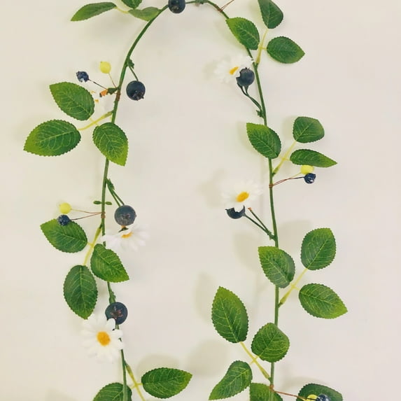 Artificial Blueberry Vine Garland,Hanging Blueberry White Daisy Flowers Berries Vine Plant for Wedding Home Christmas Spring Party Decoration
