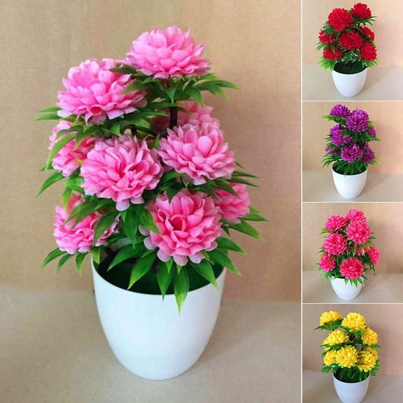 Artificial Bonsai Fake Plant Flower Study Room Home Tabletop Decoration Purple Smile Home