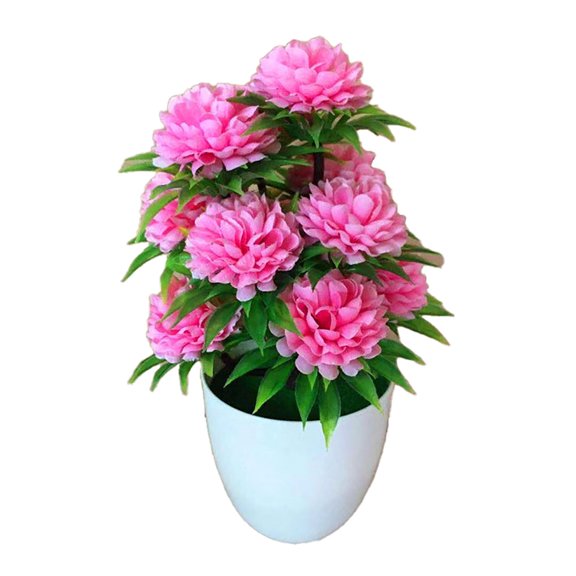Artificial Bonsai Fake Plant Flower for Home Tabletop Decoration Study Room Office Wedding Party 12Pcs Chrysanthemums 10X20Cm Light Pink