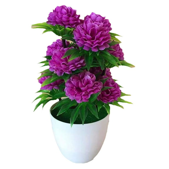 Artificial Bonsai Fake Plant Flower for Home Tabletop Decoration Study Room Office Wedding Party 12Pcs Chrysanthemums 10X20Cm Purple
