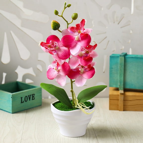 Artificial Bonsai Five-Headed Phalaenopsis Flowers Artificial Pot Plant Home Office Flower Branch Vases Wedding Home Room Decor