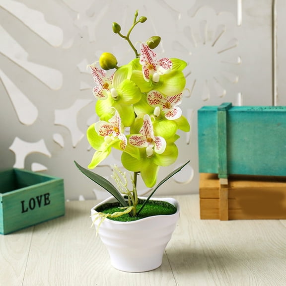 Artificial Bonsai Five-headed Phalaenopsis Flowers Artificial Pot Plant Home Office Flower Branch Vases Wedding Home Room Decor
