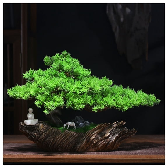 Artificial Bonsai Pine Tree, Realistic Pine Tree Decoration for Garden, Japanese Plant Desk Display for Living Room Accessories Room Office