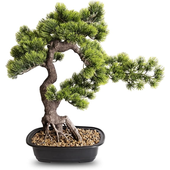 Artificial Bonsai Plant 20 Inch Faux Juniper Pine in Ceramic Pot Indoor Desktop Decor