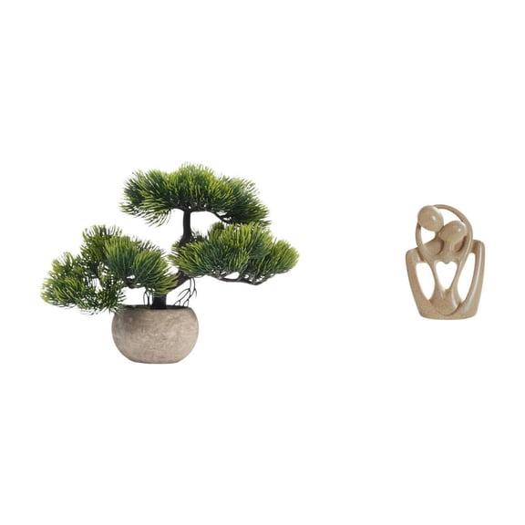 Artificial Bonsai Tree Abstract Statue Couple Sculpture Resin Figurine Contemporary Style for Bookcase Centerpieces