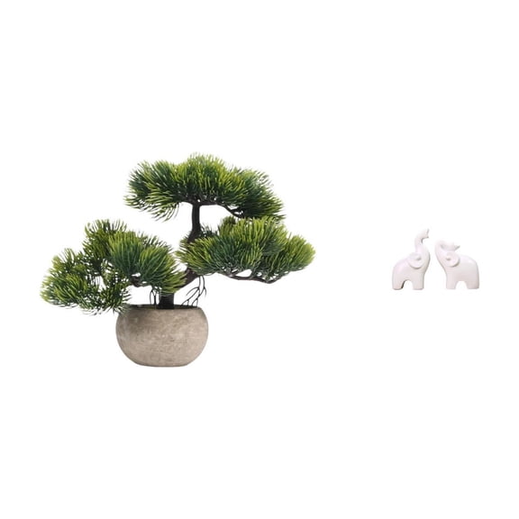 Artificial Bonsai Tree Elephant Sculpture Animal Figurines Resin Material Perfect for Office Living Room Home Decoration