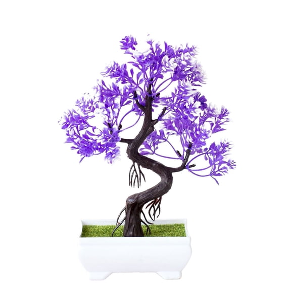 Artificial Bonsai Tree, Fake Cherry Blossom Flower Potted Plant, Faux Lifelike Desktop Tree with White Pot, Decorative Artificial Floral Bonsai for Home Office Living Room Desk Decor