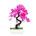 thumbnail image 1 of Artificial Bonsai Tree, Fake Cherry Blossom Flower Potted Plant, Faux Lifelike Desktop Tree with White Pot, Decorative Artificial Floral Bonsai for Home Office Living Room Desk Decor, 1 of 7