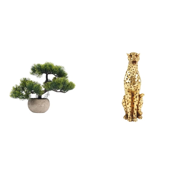 Artificial Bonsai Tree Fake Plant Cheetah Sculpture Resin Material for Living Room Bathroom Vanity Table