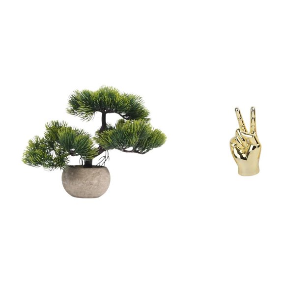 Artificial Bonsai Tree Fake Plant Hand Gesture Statue Resin Material for Home Office Desk Shelf Decoration