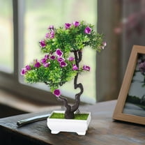 Artificial Bonsai Tree Fake Plants Artificial Plant Indoor Small Faux Peony Decoration, Office Desk Shelf Bedroom Living Room Decor 50% Saving
