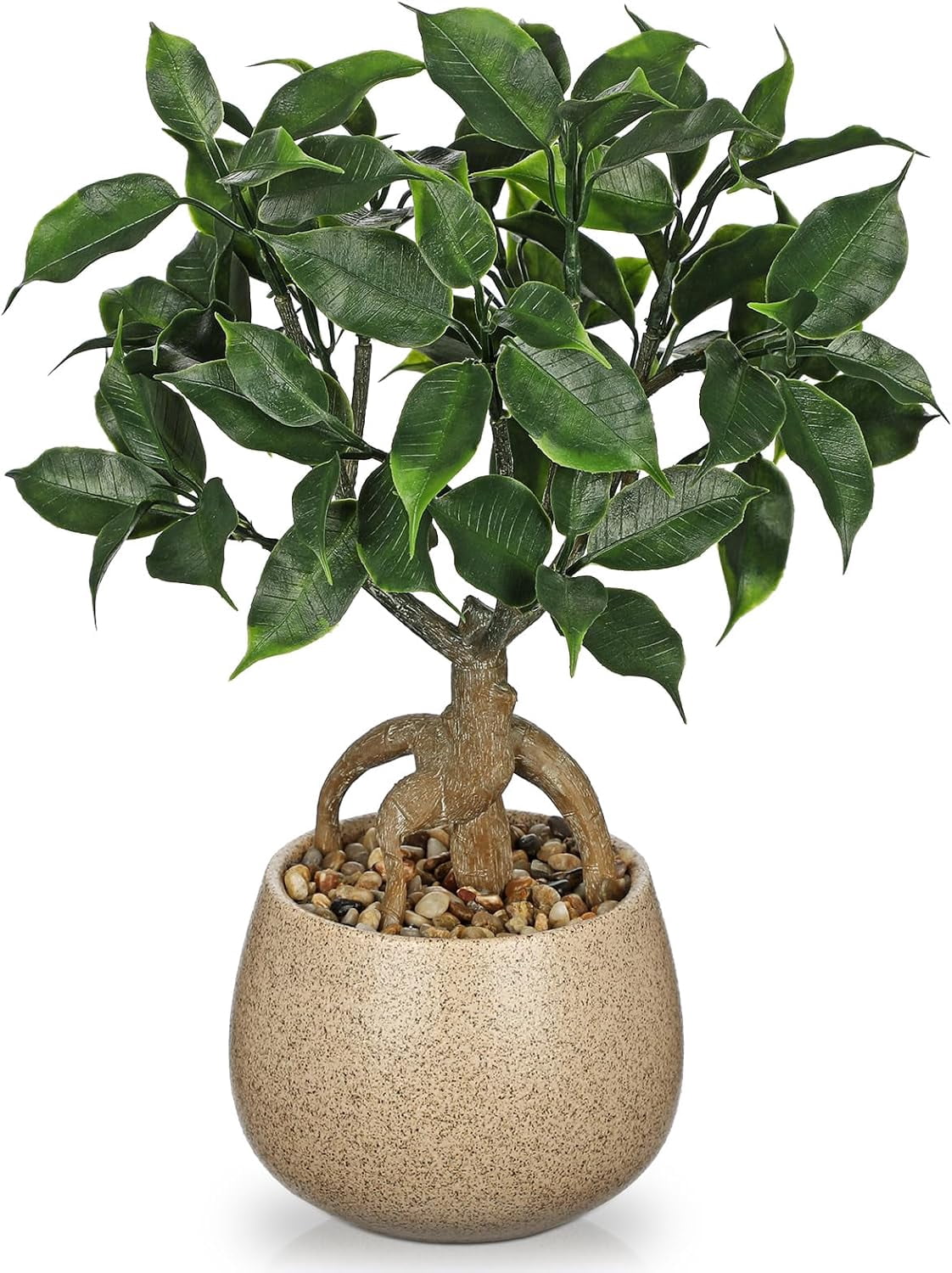 Artificial Bonsai Tree Fake Small Ficus Plant with Ceramic Pot Indoor ...