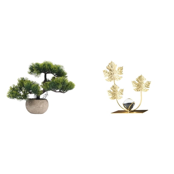 Artificial Bonsai Tree Faux Plant Leaf Sculpture Iron Material for Table Centerpiece Modern Bedroom Decoration