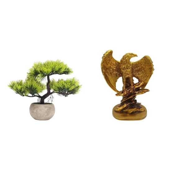 Artificial Bonsai Tree Indoor Sculpture Statue Resin Material Relaxing Atmosphere for Office Dining Room Home Decor